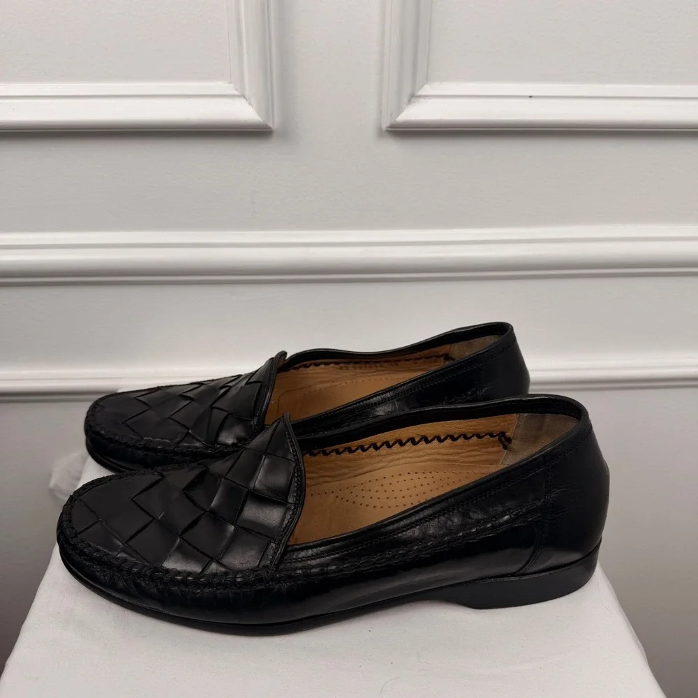 Cole Haan Collection Mens Black Woven Leather Loafers Made in Italy C07354 10